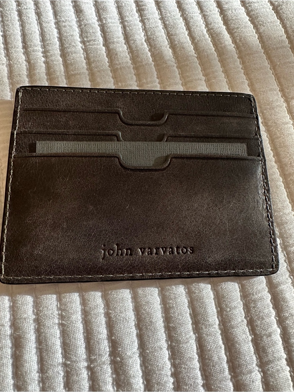 John Varvatos Dark Gray Leather Card Sleeve